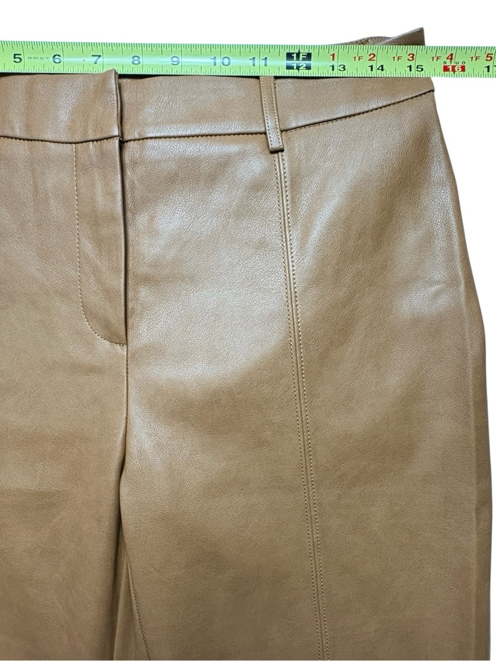 7 For All Mankind Faux Leather Wide Leg Cropped Pants Camel Size S *Read - Picture 7 of 12